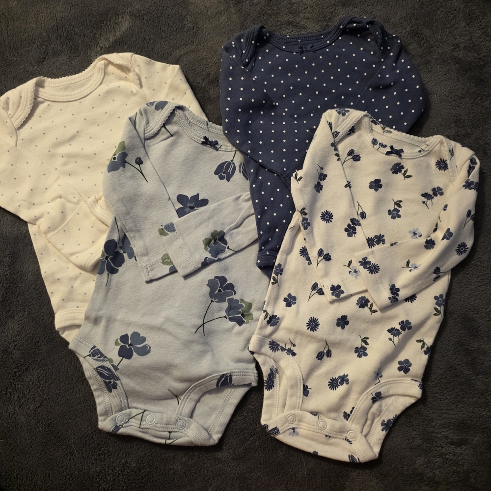 Carter's Navy and Cream Floral Bodysuit Set